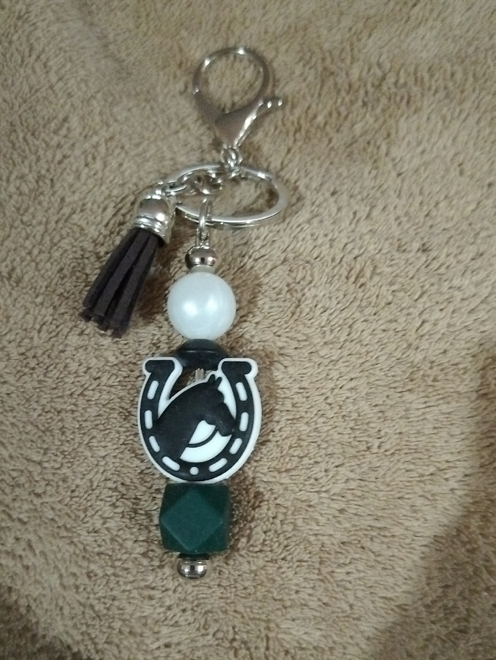 Horsehead Horseshoe Keychain with Tassel